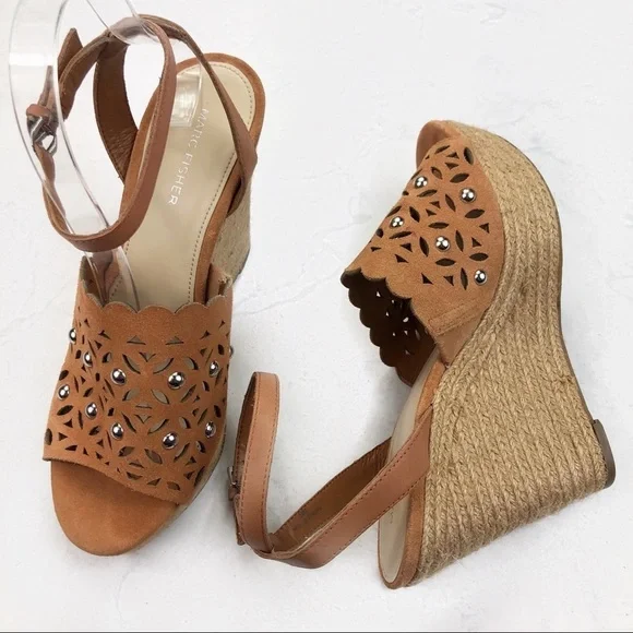 [Marc Fisher] Tan Stud Espadrille Wedges